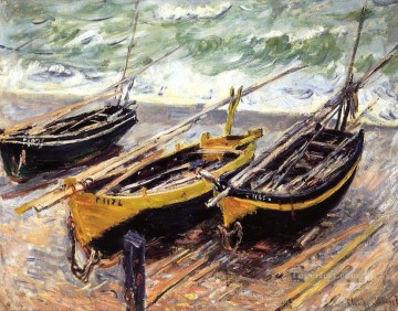  Arco Pintura al %C3%B3leo - Tres barcos de pesca Claude Monet